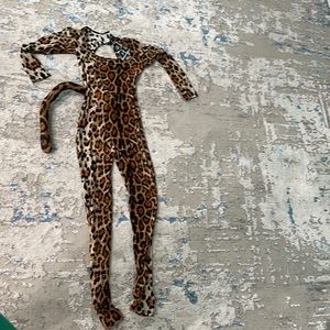 Stretchy cheetah print cat suit